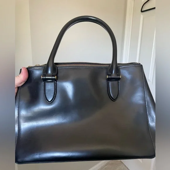 Ralph Lauren black leather and gold accent bag - Picture 5 of 7